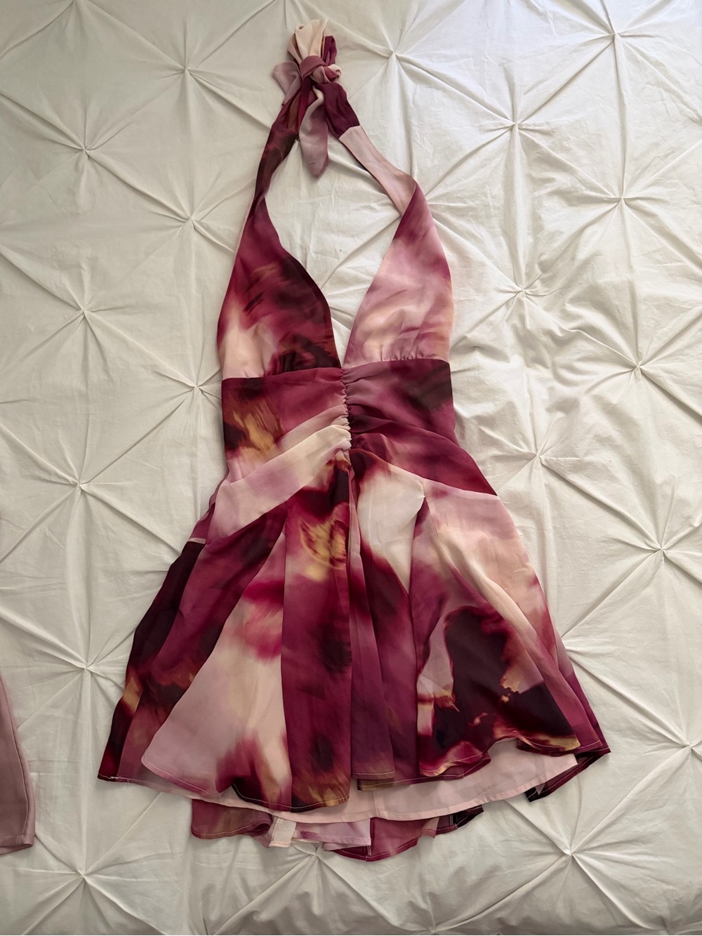 Dynamite Pink and Burgundy Halter Floral Mini Dress